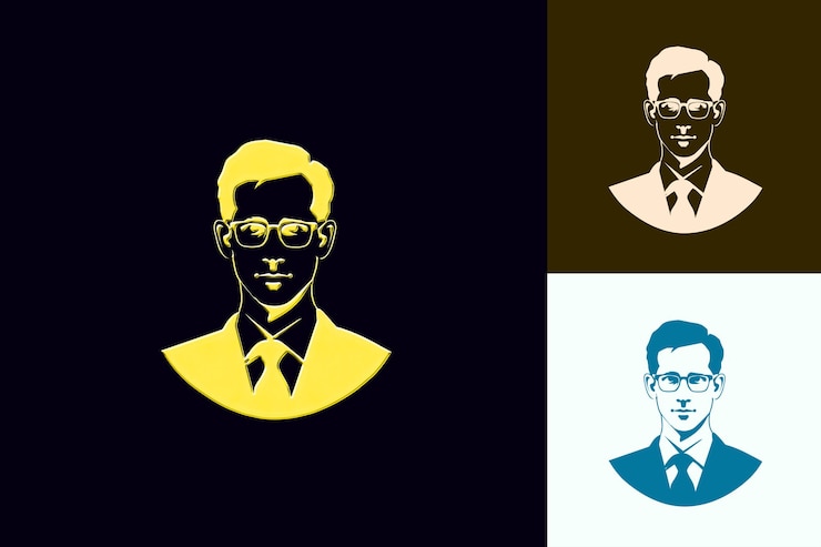 PSD png retrato del candidato con expresión honesta retrato de icono i diseños abstractos icónicos aislados