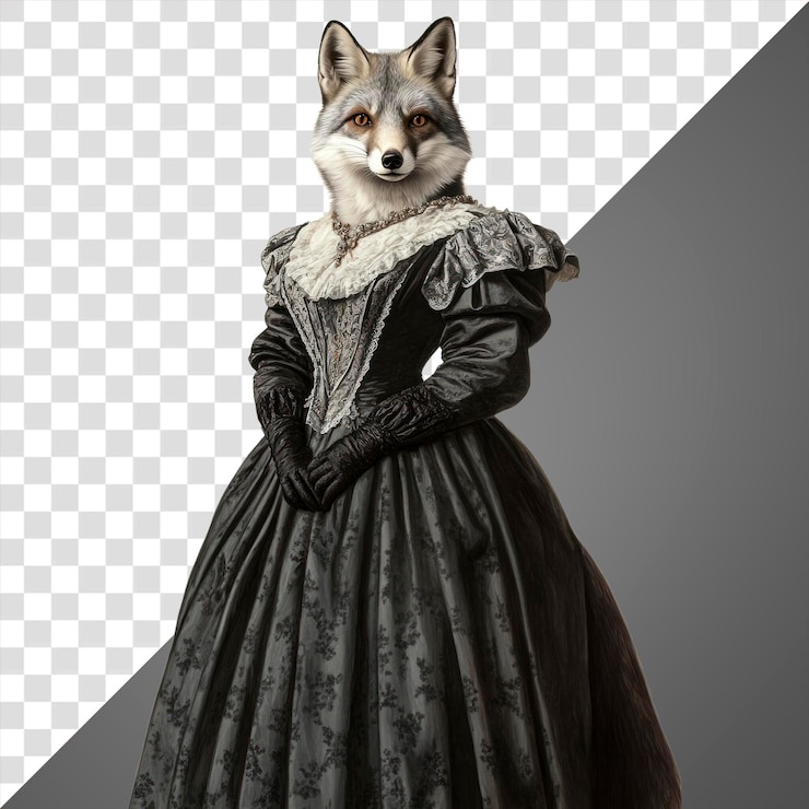 PSD png retrato de un disfraz de vestido de animal