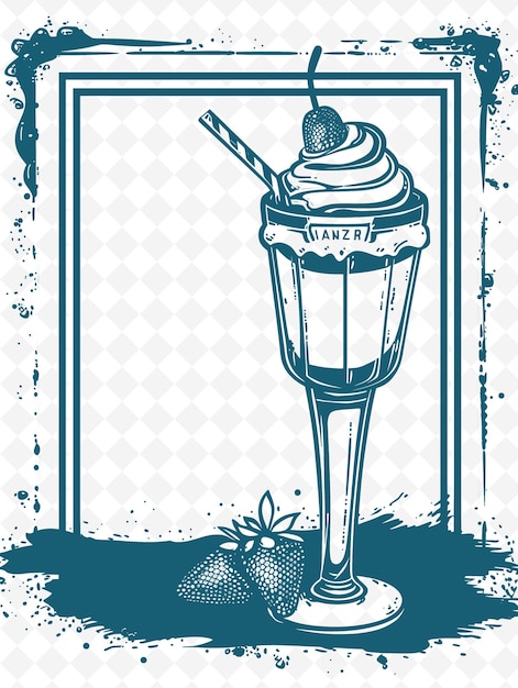 Png retro diner rahmenkunst mit milkshake und jukebox dekorationen illustration rahmenkunst dekorativ