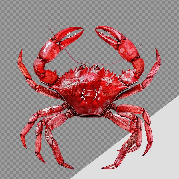 Png rojo cangrejo aislado sobre un fondo transparente