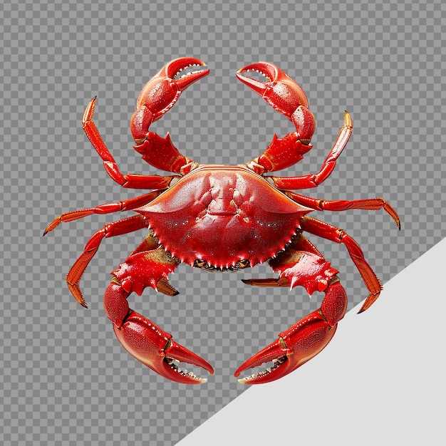 Png rojo cangrejo aislado sobre un fondo transparente