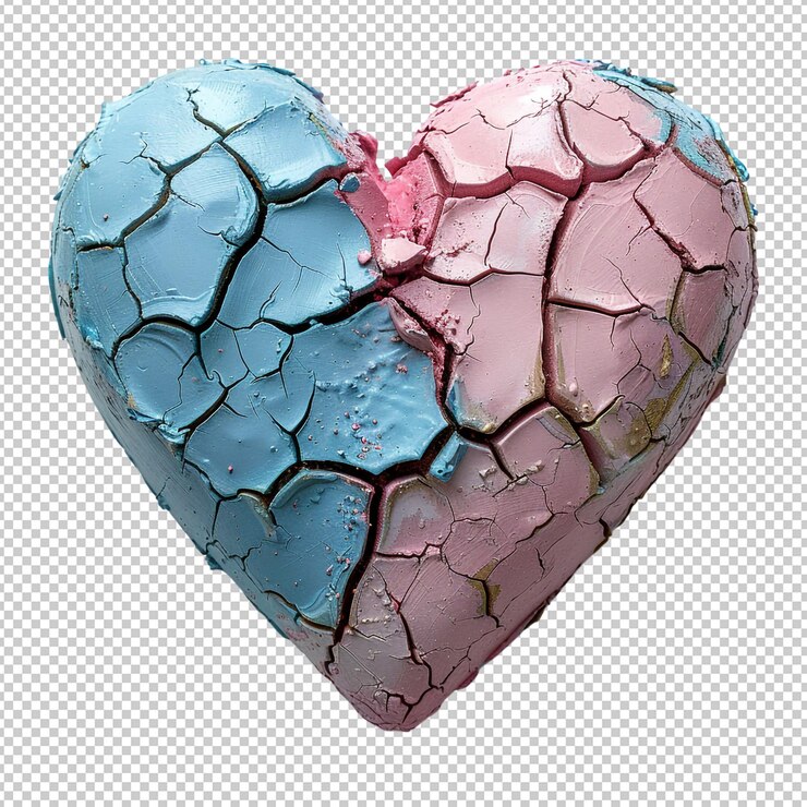 PSD png rompió el corazón rosa y azul