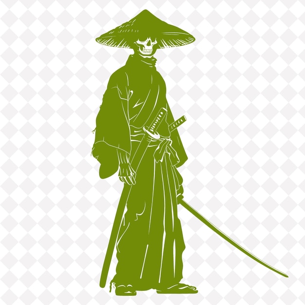 Png ronin japonês com um nodachi com uma expressão solene stand forma de personagem guerreiro medieval