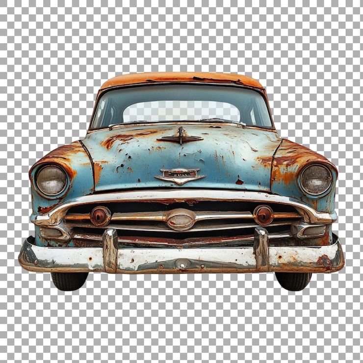 PSD png rusteaten vintage car contra un fondo transparente