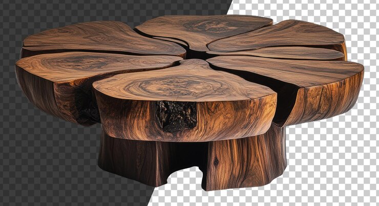 PSD png rustic handcrafted wooden coffee table