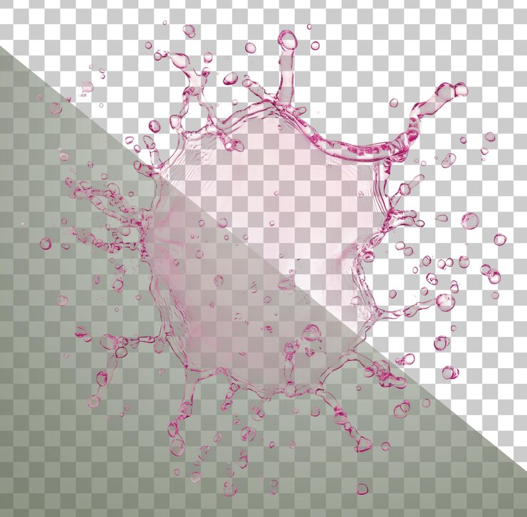 PSD png salpicaduras de agua rosa sobre fondo blanco
