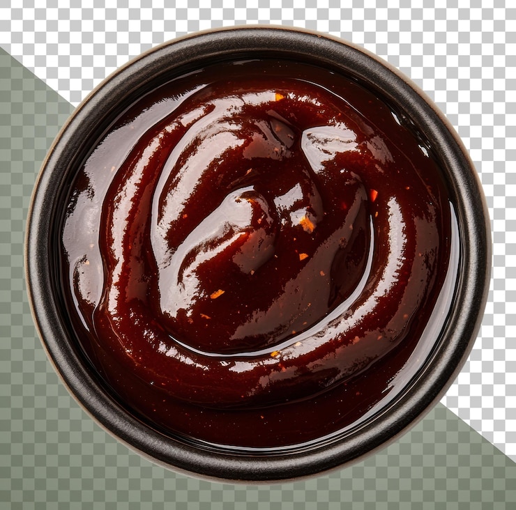 PSD png salsa da barbecue ricca e spessa in una ciotola nera