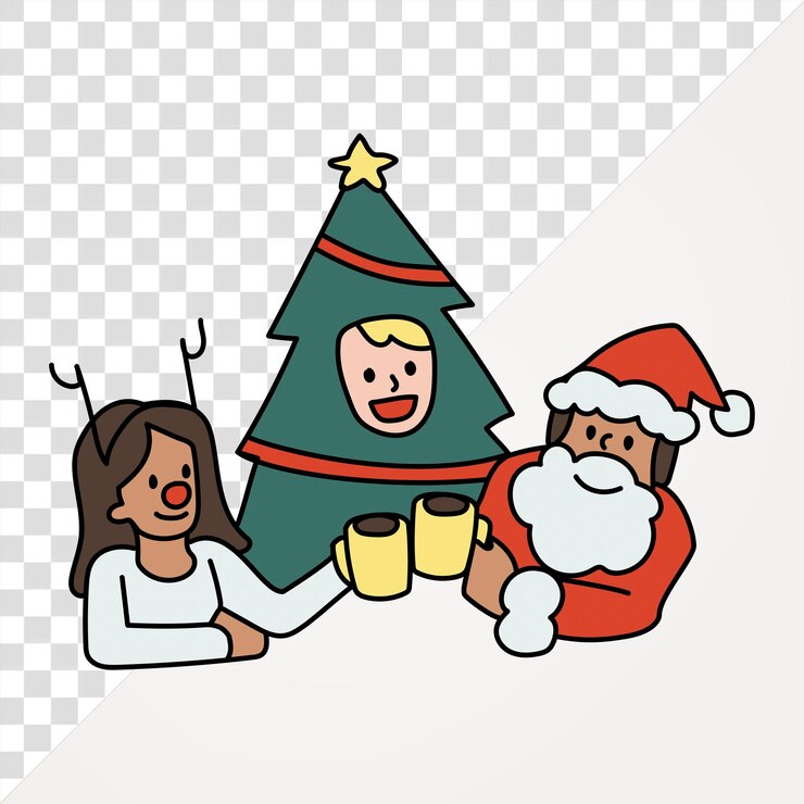 PSD png saludos a la navidad garabateo de fondo transparente