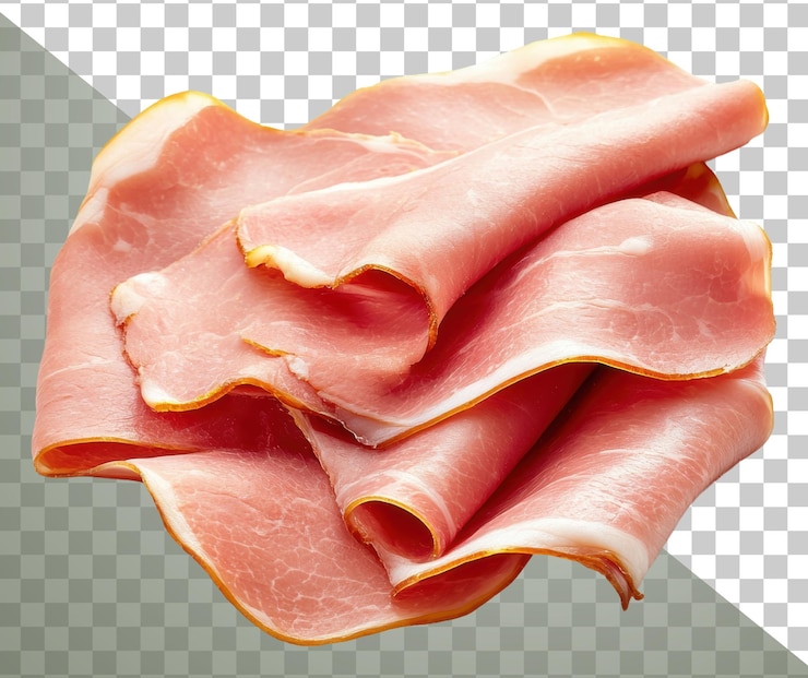 PSD png scheiben magerer schinken auf weißem hintergrund