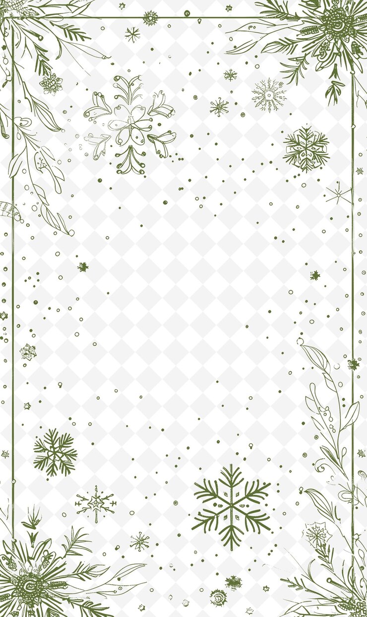 PSD png schnee-postkarten-design mit winterrahmen designstil dekoration konturkunst schreibkunst dekorativ