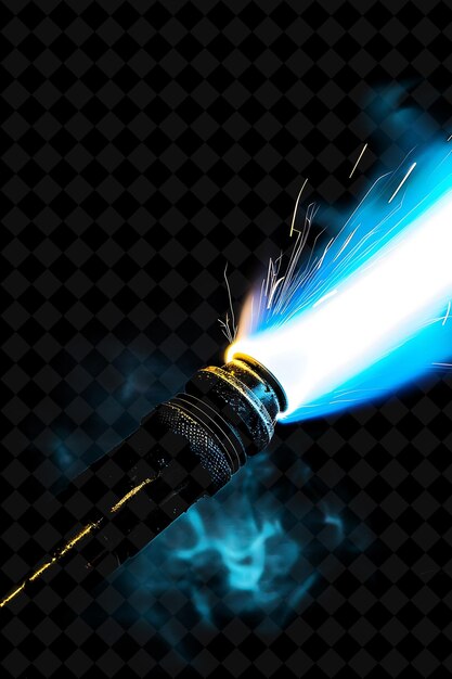 PSD png-schweißfackel mit hellen weißen und blauen flammen feuer providi neon-textur-effekt y2k-sammlung