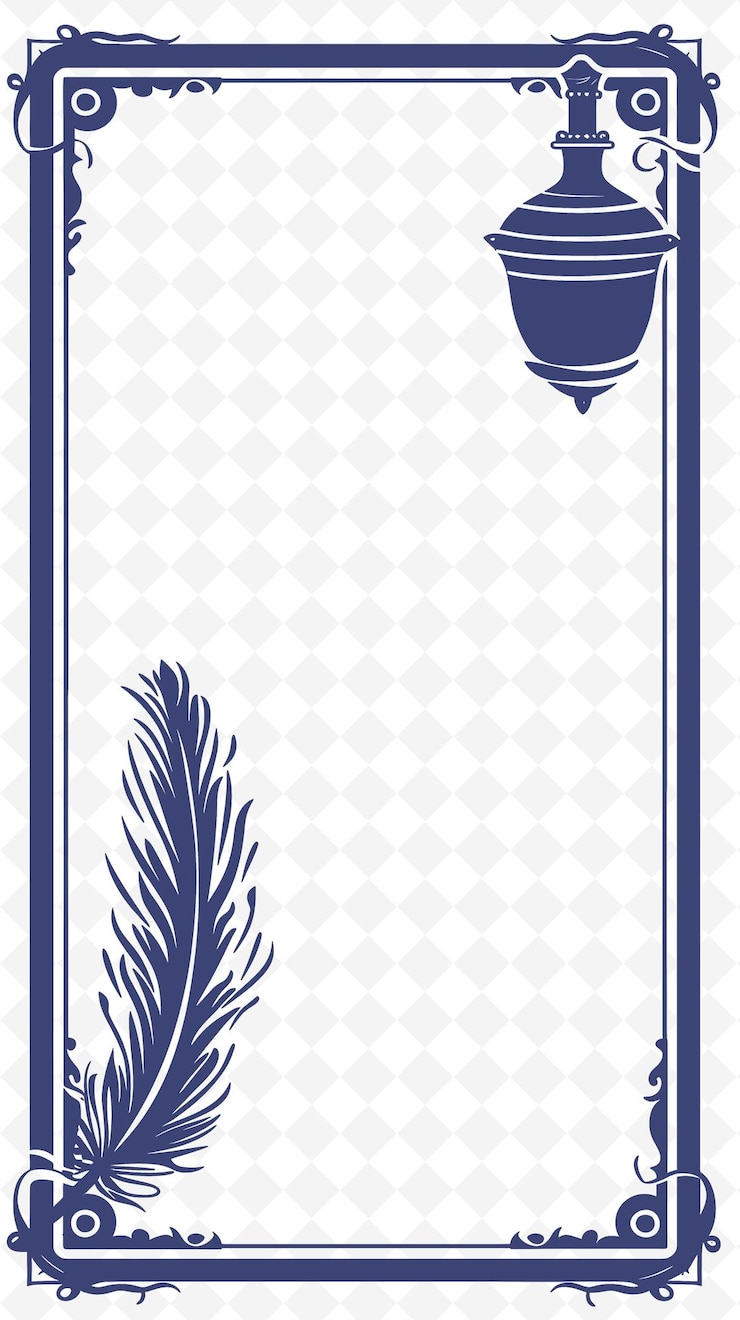 PSD png scriptorium manoscritto frame art con piuma e inchiostro decorazione illustrazione frame art decorativo