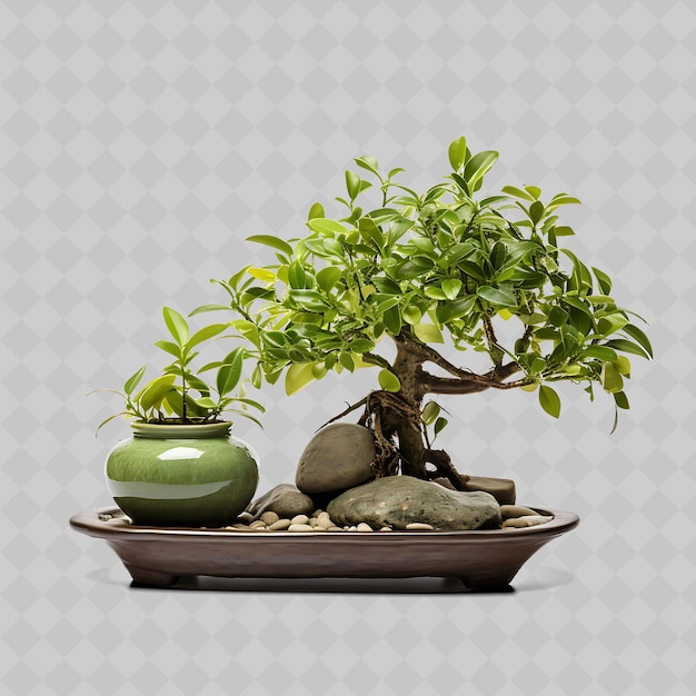 PSD png serissa bonsai keramik topf kleine blätter zen serenity konzept durchsichtig vielfältige bäume dekor