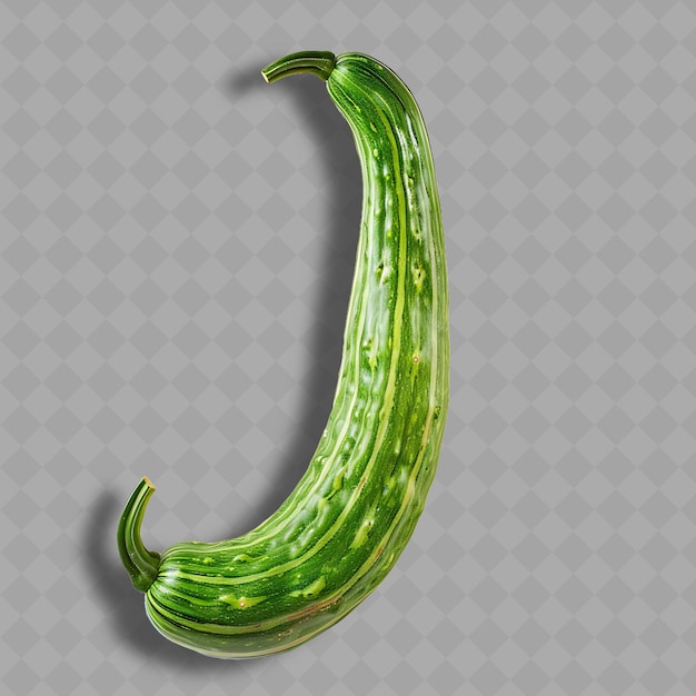 PSD png serpent gourd cucurbit fruits à crêtes vertes longues l'objet doit être isolé légume propre et frais