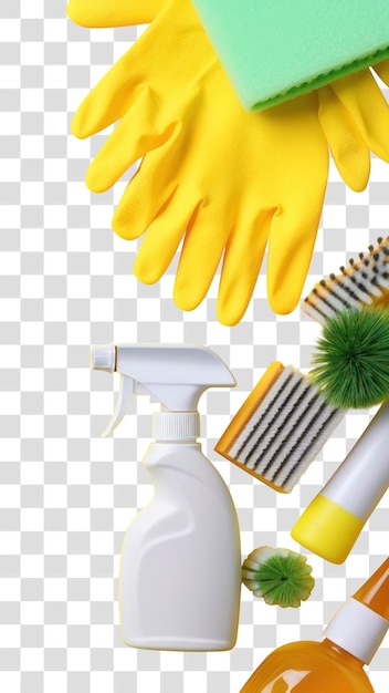 PNG Set de nettoyage coloré conteneur de fond jaune jaune