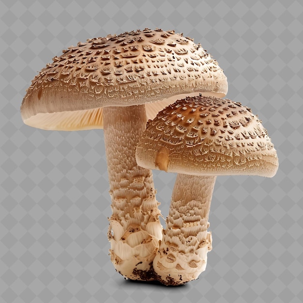 PSD png shiitake champignons champignons parapluie en forme de bronzage à brun foncé c légumes frais isolés