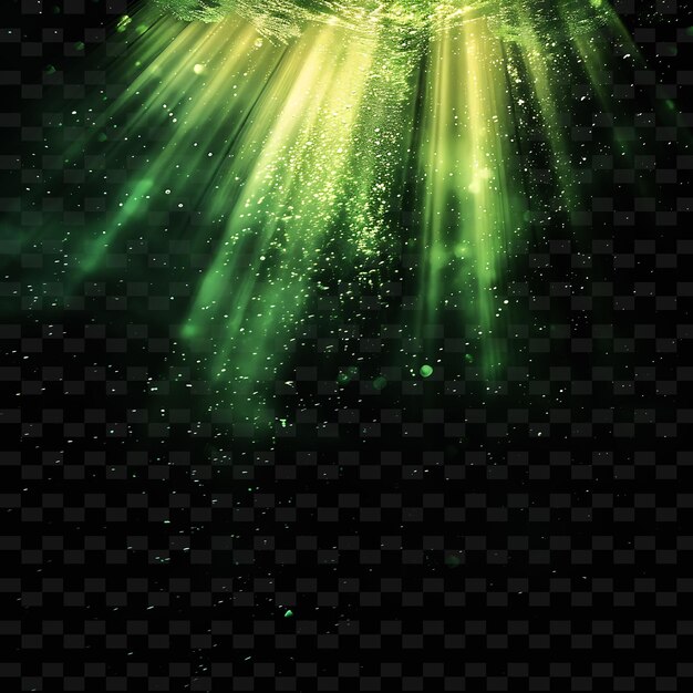 PSD png shimmering light rays with soft light and green natural colour neon transparente colecções y2k