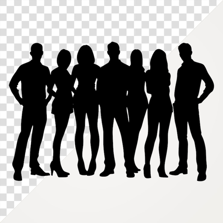 PSD png silhouette di gruppo di persone