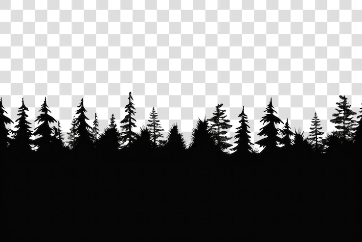 PSD png silhouette waldbaumlinie naturlandschaft