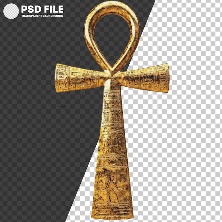 PSD png símbolo ankh del antiguo egipto con jeroglíficos