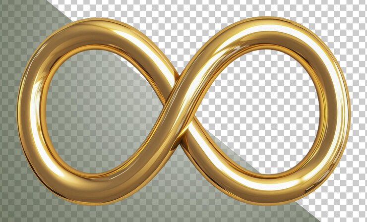 PSD png símbolo de infinito dorado elegante con curvas suaves