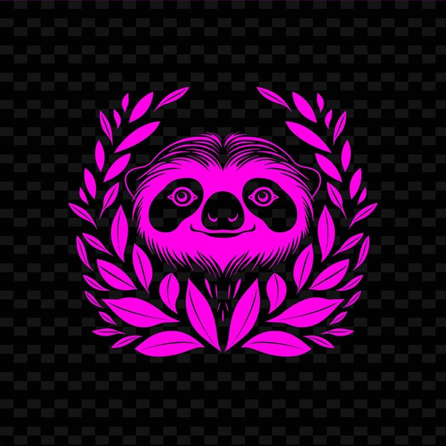 Png Sloth con siluetas de ramas de árboles y diseño minimalista con contorno de animales y hojas tropicales