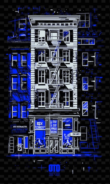 PSD png soho avec une scène de rue à la mode et une architecture en fonte bou illustration scène de la ville décor artistique