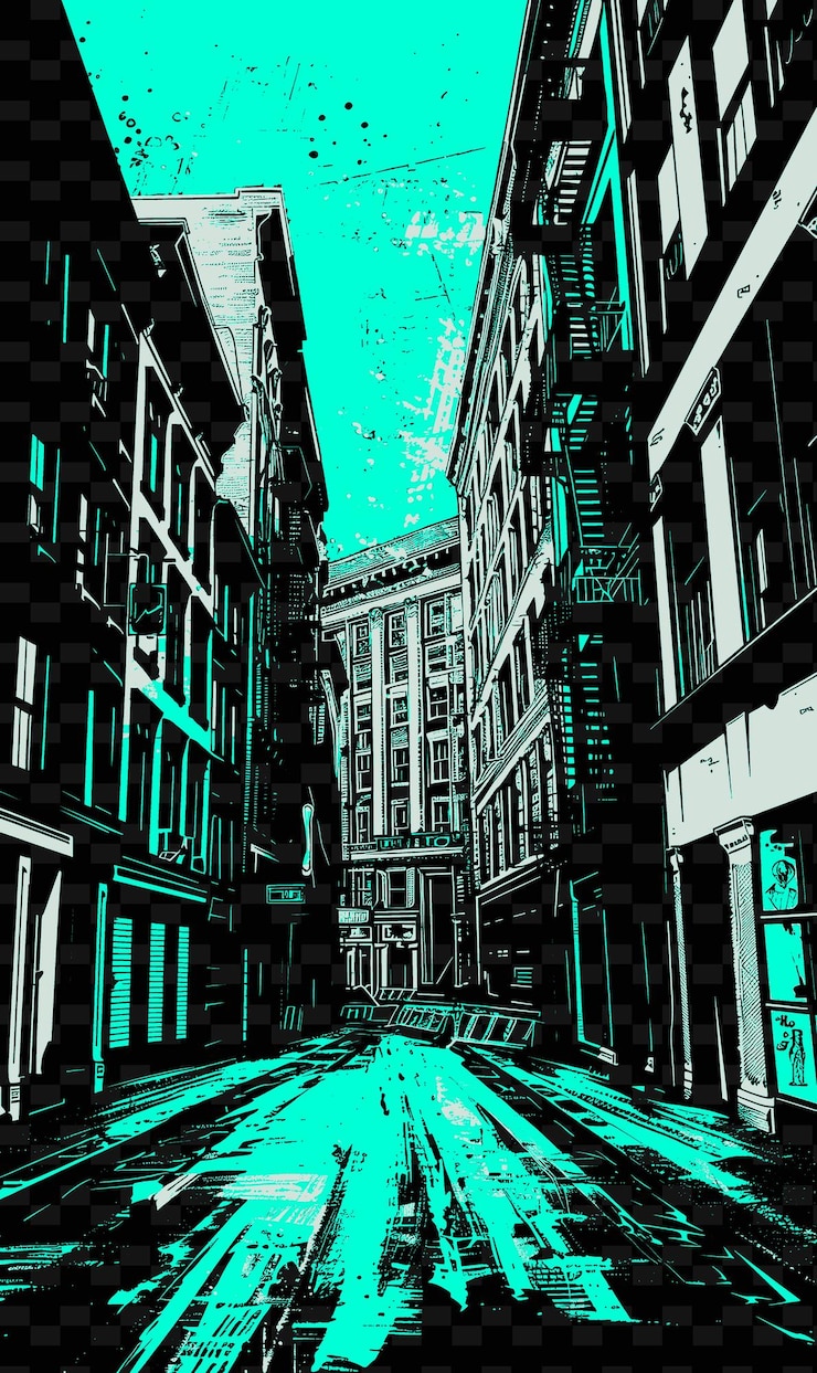 PSD png soho avec une scène de rue à la mode et des bâtiments en fonte boutiq illustration citys scène décor artistique