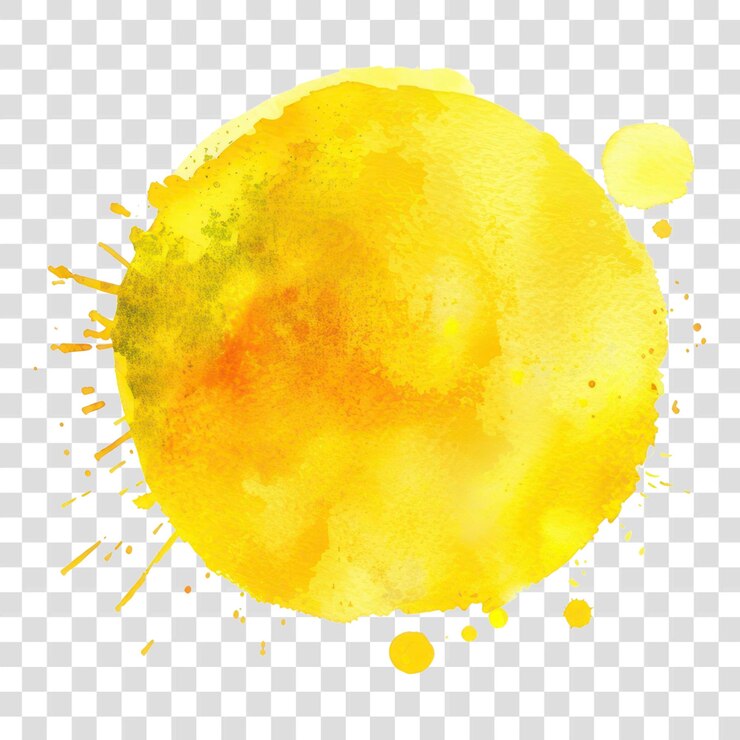 PSD png sol de acuarela amarillo vibrante