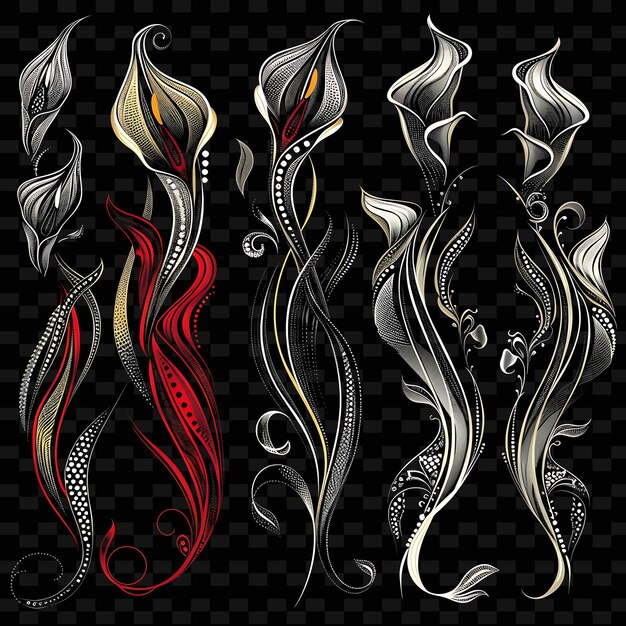 PSD png sophisticated calla lily borderlines design com art nouveauilustração coleções abstratas