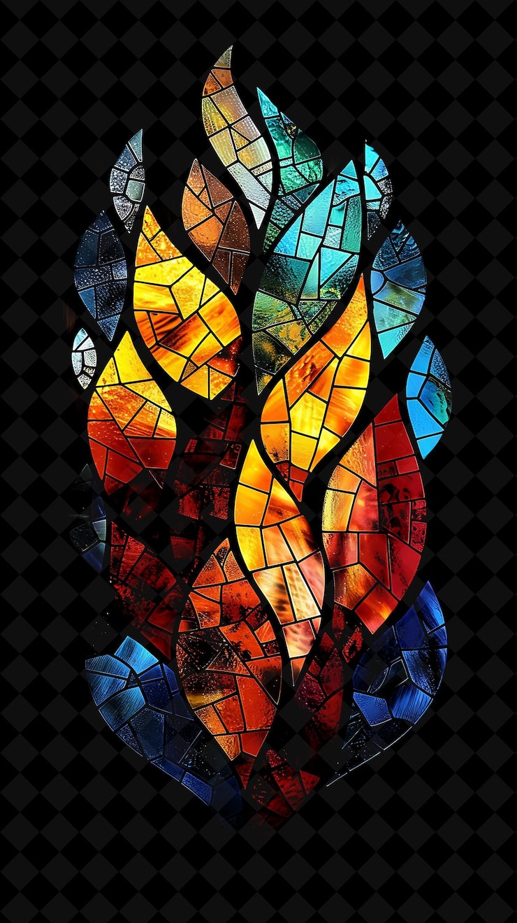 PSD png stained glass fire mit bunten und komplizierten mustern rese neon texture effect y2k collection