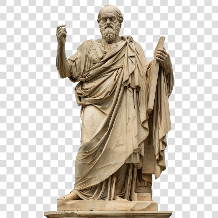 PSD png statua del filosofo ateniese scultura maschile persona