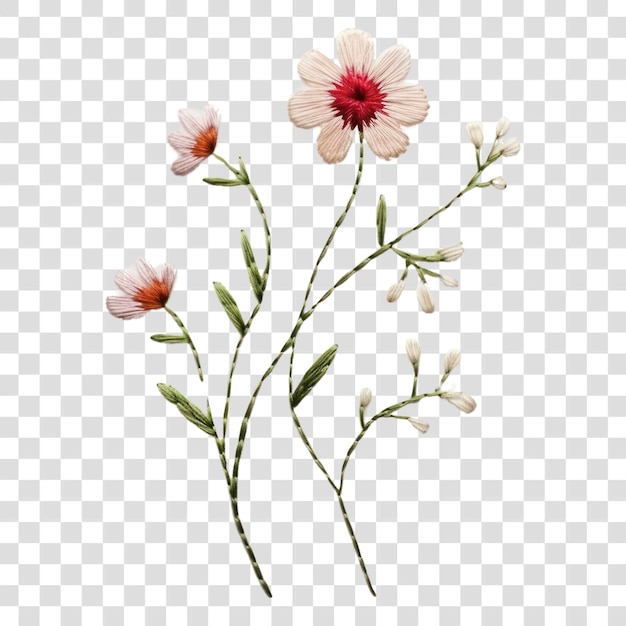 PNG Stickmuster Blumenweiß