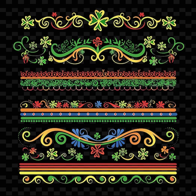 PSD png string del día de san patricio diseño de líneas fronterizas con el lema de shamrock ilustración colecciones abstractas