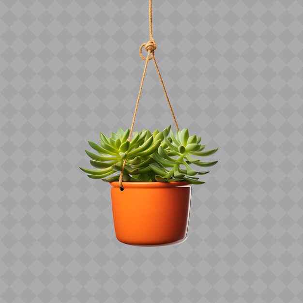 PSD png un succulent dans un pot suspendu en terre cuite avec des couleurs rouge orange arbre intérieur sur un fond propre