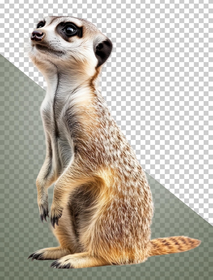 PSD png una suricata está de pie mirando con curiosidad