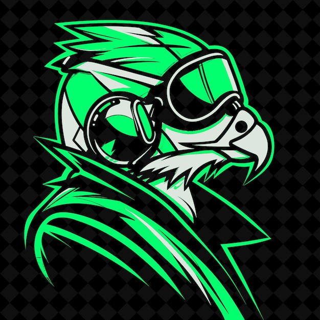 PSD png swift hawk con un casco de piloto de combate y gafas diseñadas en el contorno del vector de la mascota animal