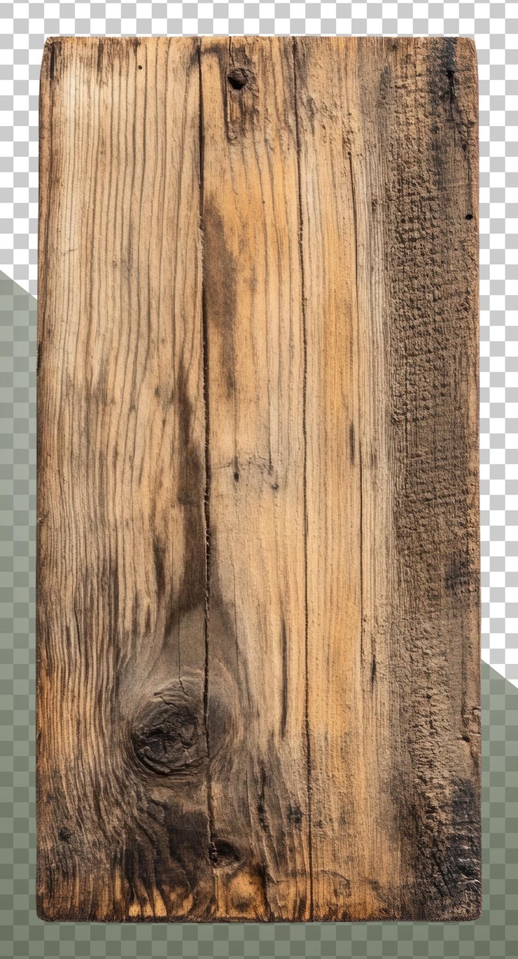 PSD png tabla de madera desgastada con grano rústico y nudos