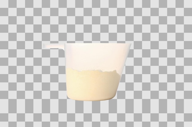 PNG Taza de medición con polvo aislado sobre fondo blanco