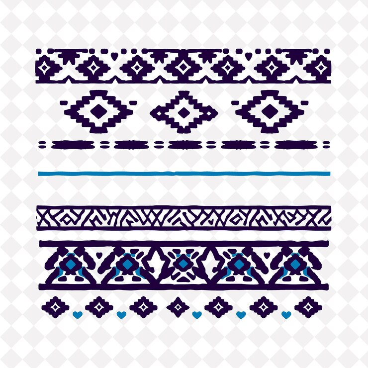 PSD png tela de barro africana con patrones geométricos diseño de bordes en el estilo del diseño de arte popular