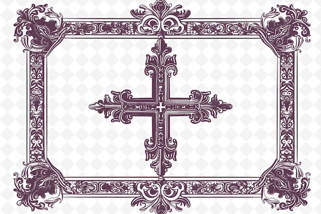 PSD png templar cross frame art com decorações de cavaleiros e castelos b ilustração frame art decorative