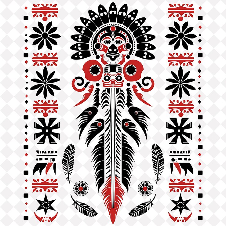 PSD png terracota pintada con motivos precolombinos límites de la naturaleza creativa arte de diseño
