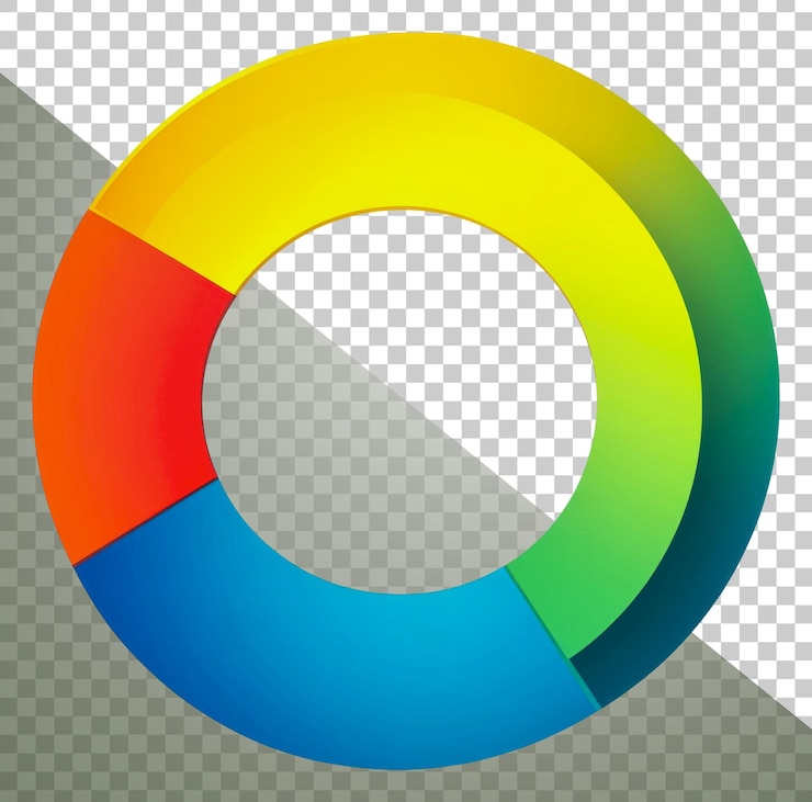 PSD png tonos y formas vibrantes en la rueda de colores