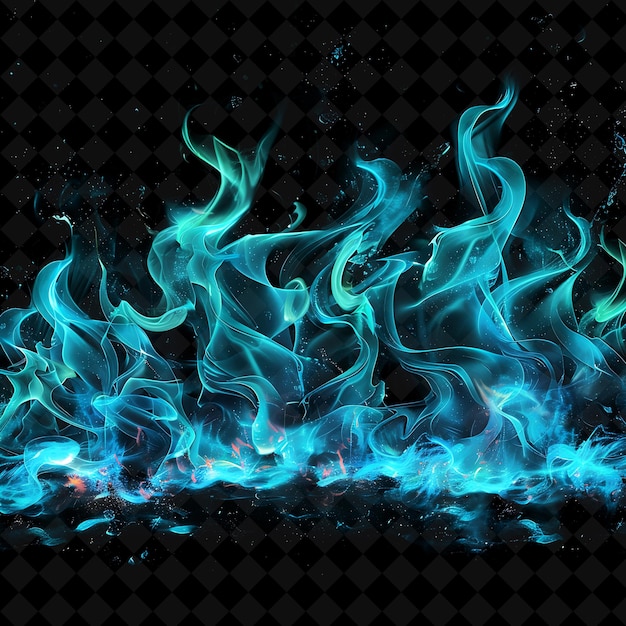 PSD png torrential blaze com chamas azuis e verdes em cascata como um efeito de textura de néon y2k collection