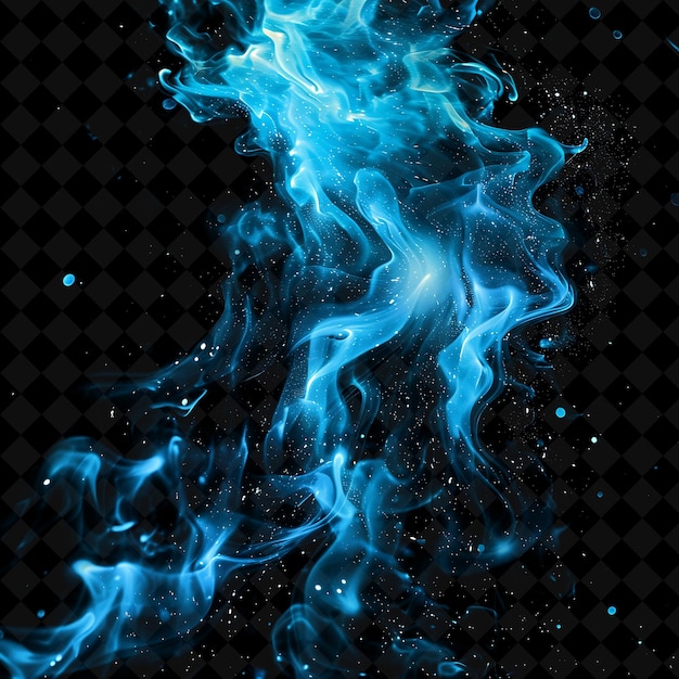 PSD png torrential blaze with blue and green flames cascading like a neon texture effect y2k collection