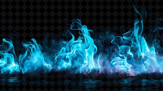 PSD png torrential blaze with blue and green flames cascading like a neon texture effect y2k collection