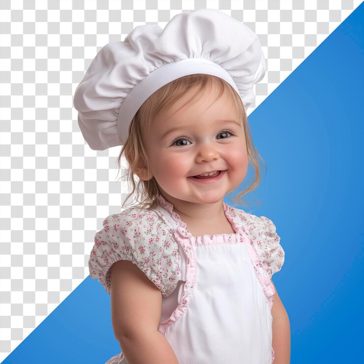 PSD png un traje de niña inglesa joven y linda con una sonrisa feliz