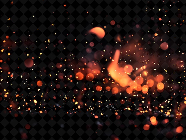 PSD png tranquil floating embers with warm red and yellow colors gen neon texture effect y2k collection