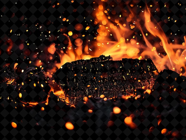 PSD png tranquil shimmering campfire with deep red embers and warm g neon texture effect y2k collection