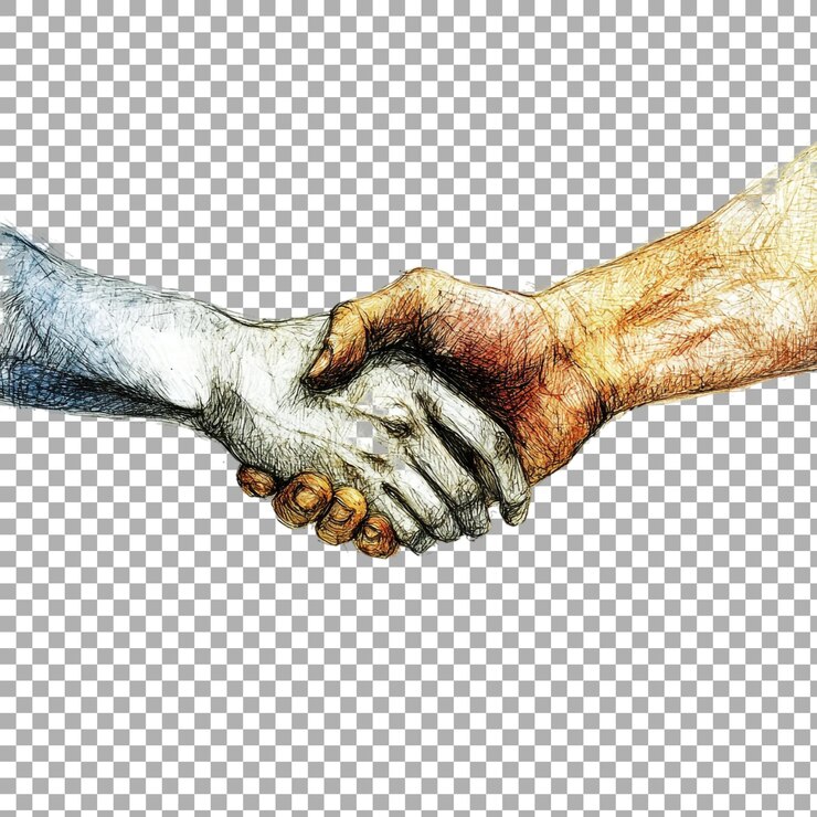 PSD png transacción de mano a mano contra un fondo transparente